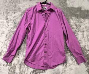 Men’s Purple Button Down Blouse Size Small 14-14 1/2 Long Sleeve Office Career